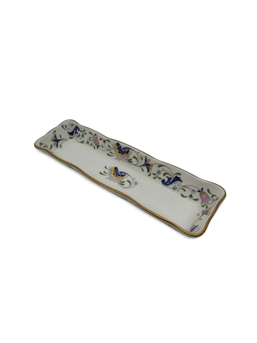 Vintage Coalport Pageant Bone China Trinket Tray Floral Gold England 8.6"